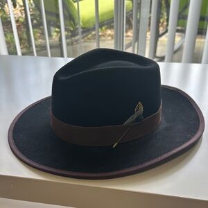 Black and Brown Fedora Hat with decorations